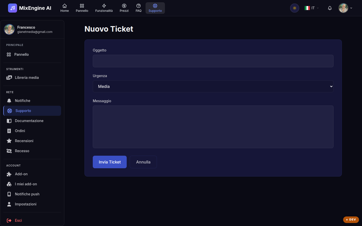 Nuovo ticket